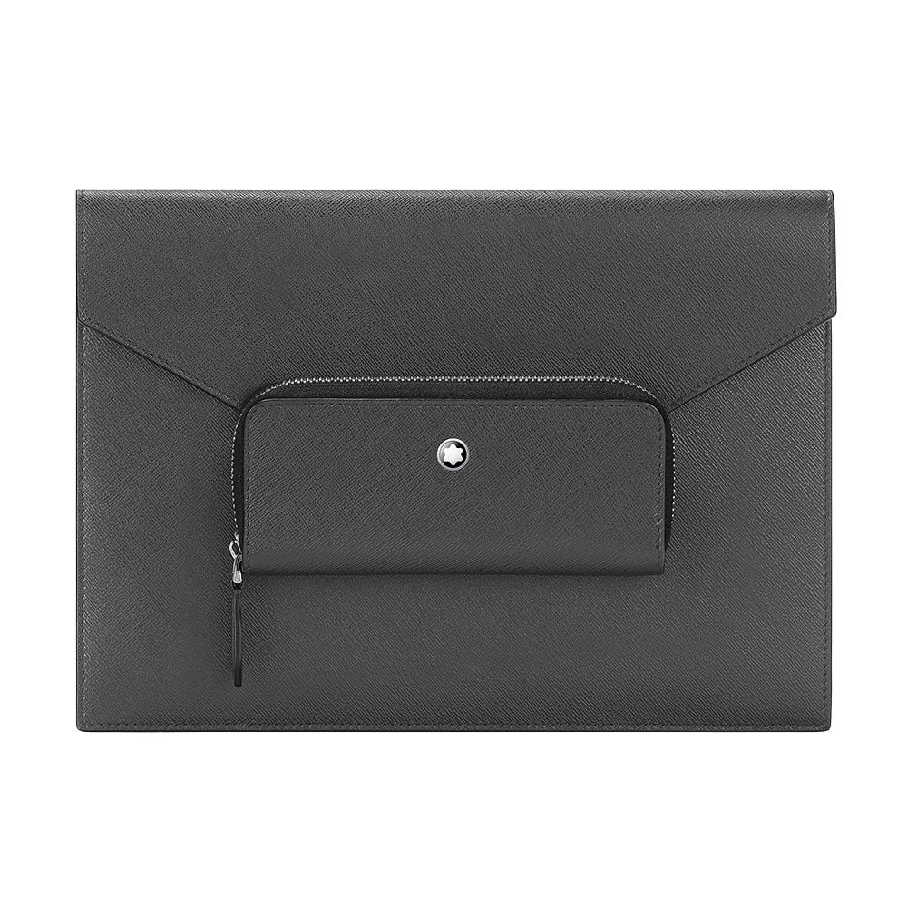 Sartorial Forged Grey Leather Envelope Pouch